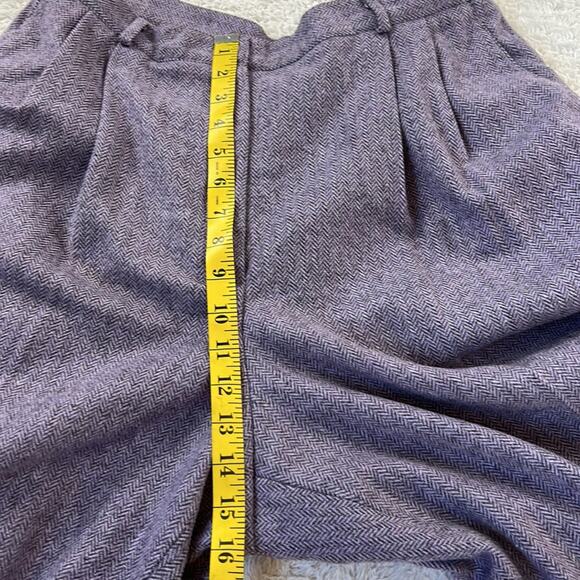 Field Manor Modern Classics 80s pleated front purple wool cuffed trousers, 16 - Picture 7 of 11